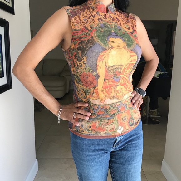 Vivienne Tam Tops - Rare 97 Vivienne Tam Buddha Qipao Collar S top
